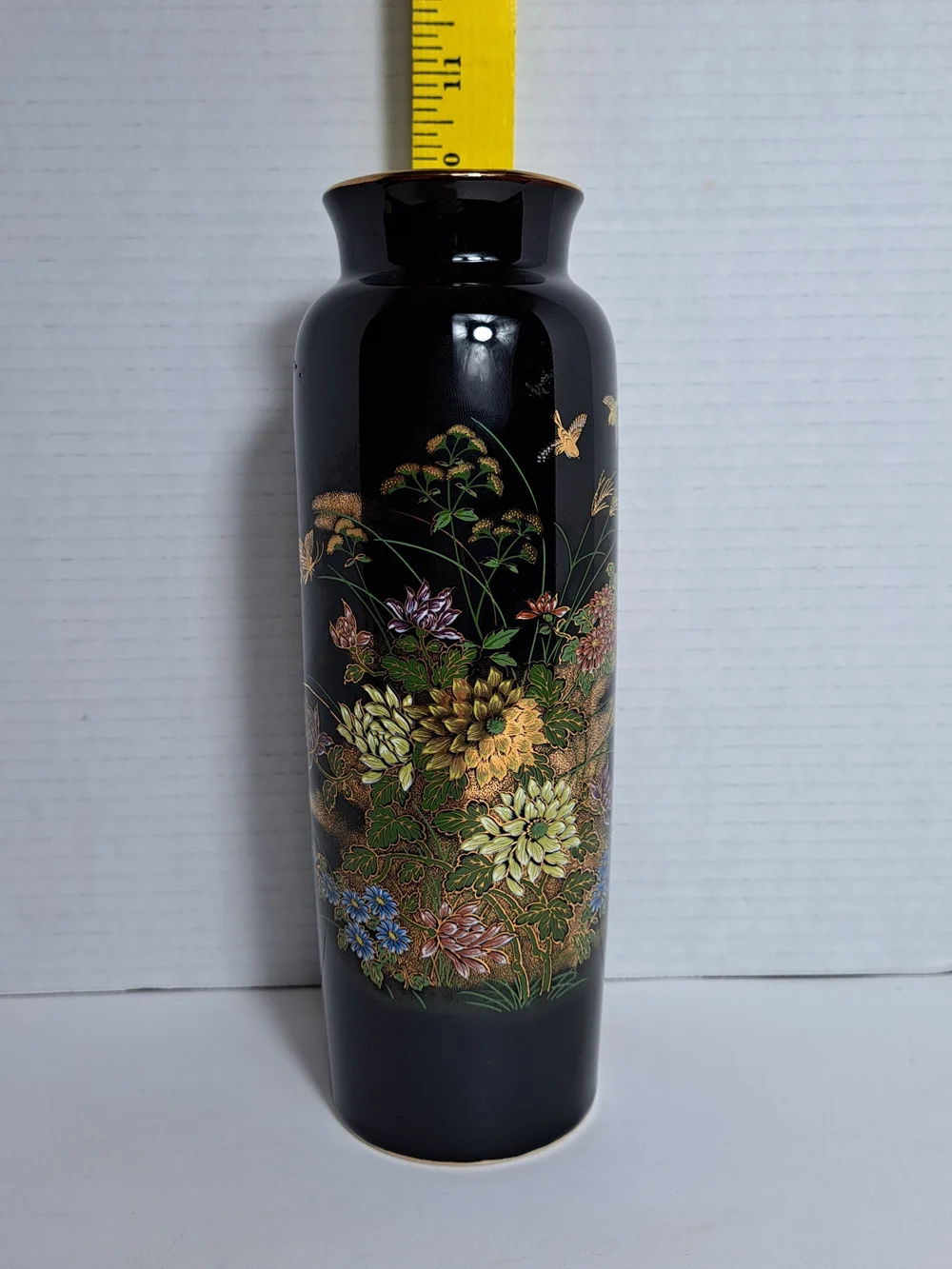 Vintage Japanese Black Ceramic Ikebana Vase made by Otagiri Mercantile Co. (OMC)